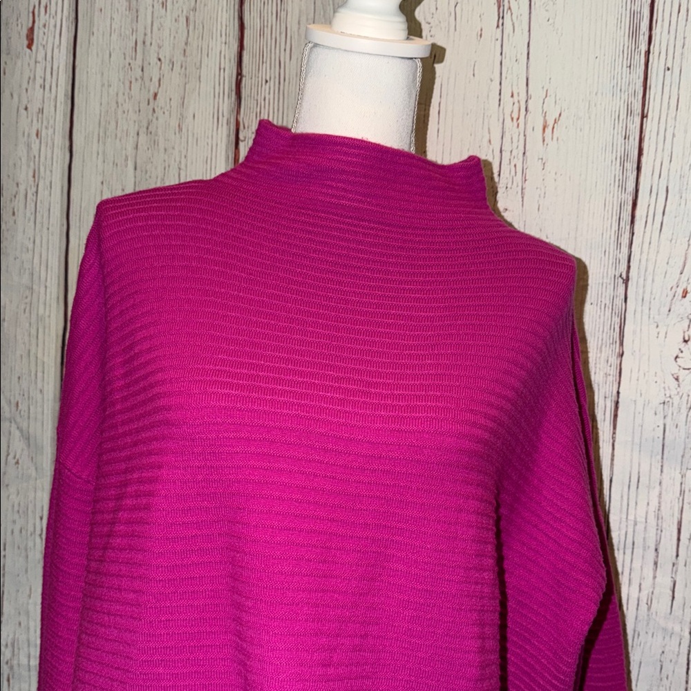 French Connection Fuchsia Ribbed Turtleneck Sweater - Picture 2 of 2